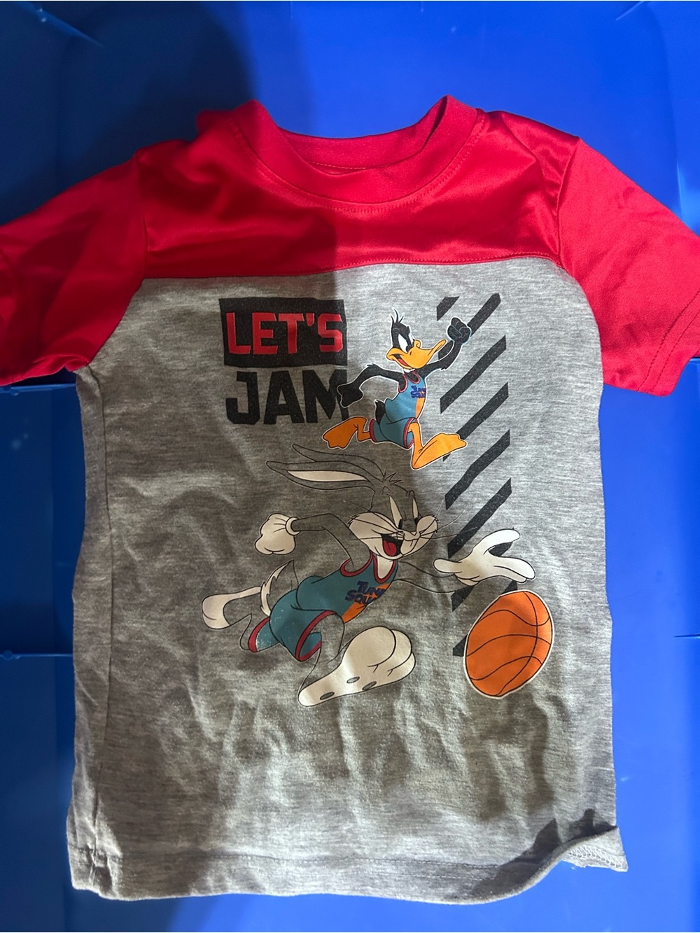 Kids' Looney Tunes 'Let's Jam' Basketball Tee - Grey & Red size 4t